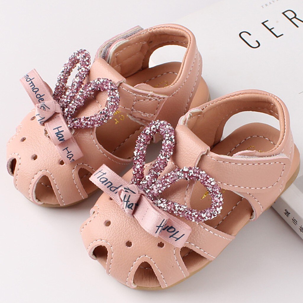 Princess Baby Girl Shoes Anti-slip Hallow Rabbit Ear Bow Beach Sandals Girls Letter Print Shallow Cute Soft Baby Girl Sandals