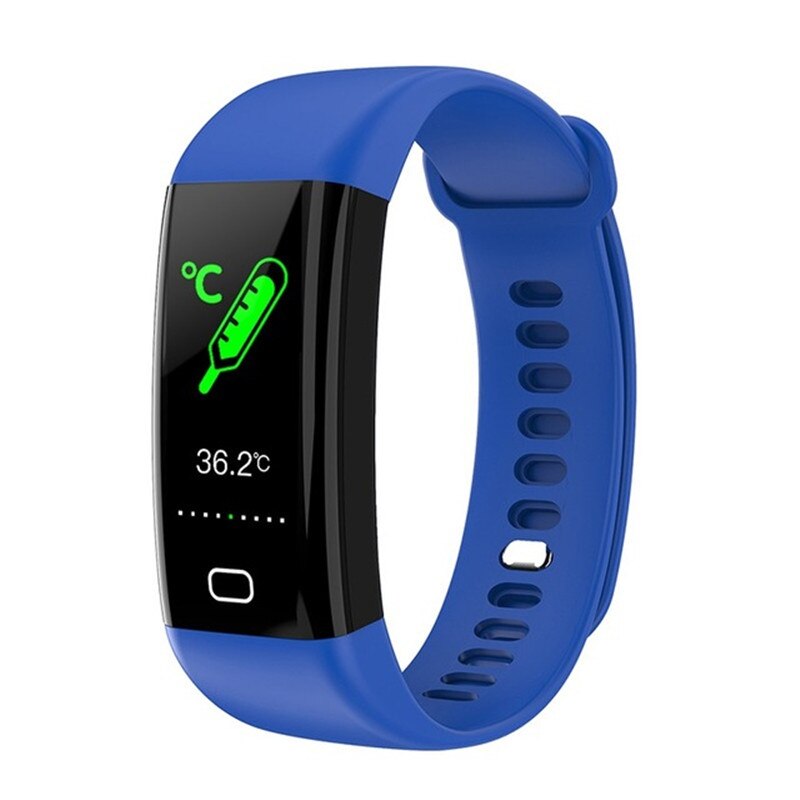 F77 Smart Polsbandjes Lichaamstemperatuur Professionele Waterdichte Fitness Armband Sport Tracker Alarm Passometer Smartwatch: Blauw