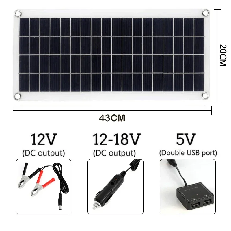 1000W Panel słoneczny 12V Ogniwo słoneczne z kontrolerem 60A 100A Ładowanie słoneczne do telefonu RV Samochodowa ładowarka MP3 PAD Zasilanie akumulatorów zewnętrznych