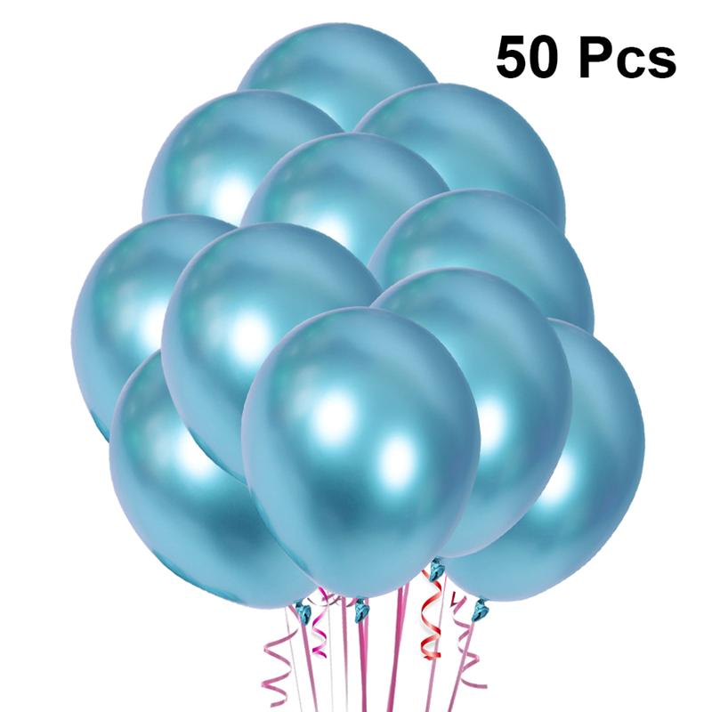 50pcs 10 Inches Latex Thicken Balloons Metallic Color Party Ornaments Supplies (Golden): Blue