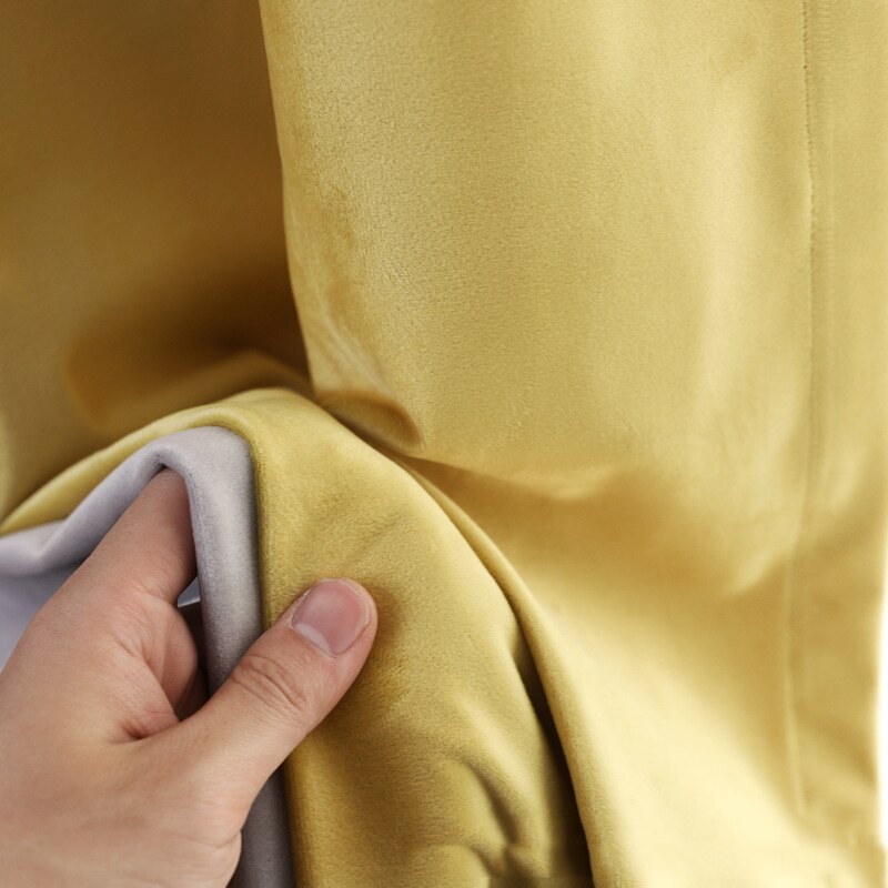 Rideaux de velours modernes pour les rideaux de fenêtre de salon de chambre à coucher rideau d'épaississement d'ombrage complet dans le luxe de cuisine: Yellow / Hooks top