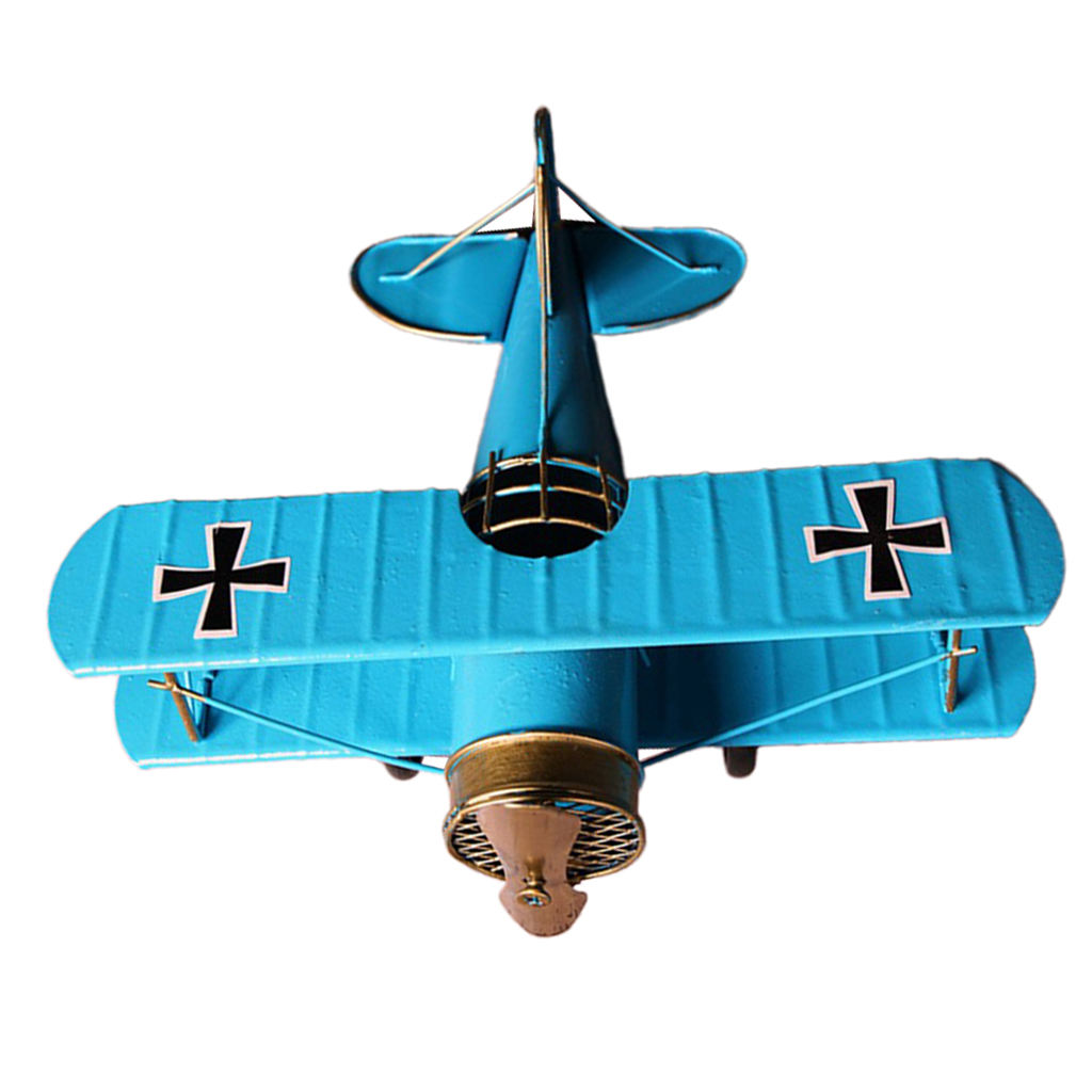 Avión pequeño de hierro artesanal, Avión de Metal Vintage, juguete para niños, , decoración del hogar: Blue S