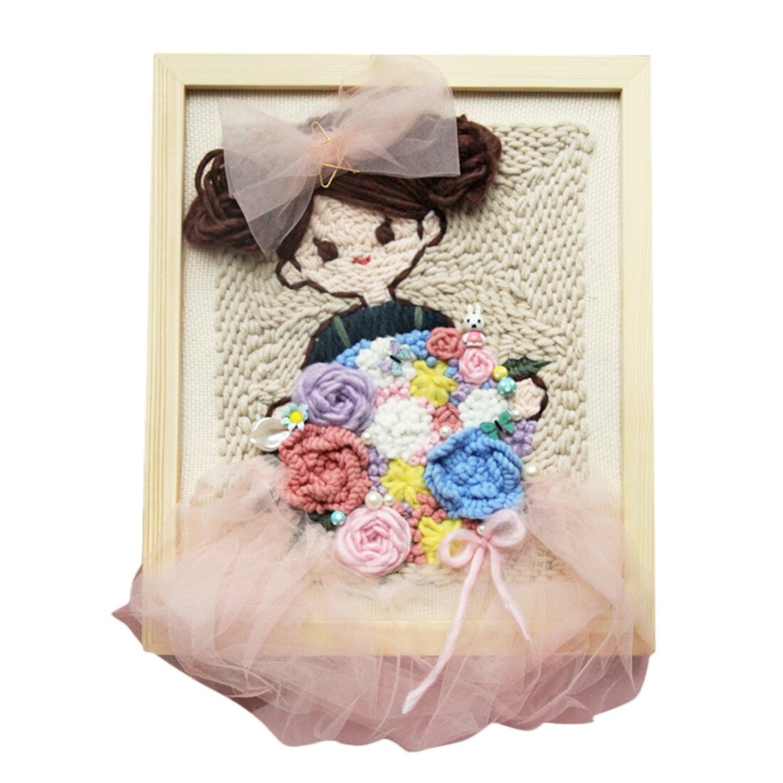 Bricolage tricot laine tapis Kit d'accrochage artisanat laine broderie avec 25x30cm cadre en bois: 2