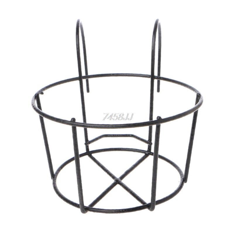 Porte-plantes à suspendre sur balcon, support rond pour pots de fleurs, clôture pour fenêtre extérieure, en fer, bonsaï, décoration,: Black