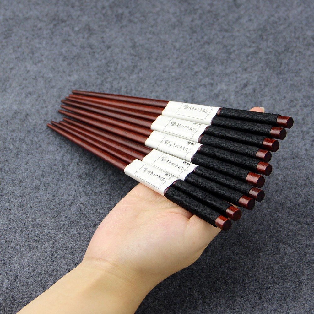 Chopsticks Handmade 5 pairs Natural Wood Lacquer Wooden Chopstick Antiseptic Japanese Sharp Chopstick Korean Chinese Food