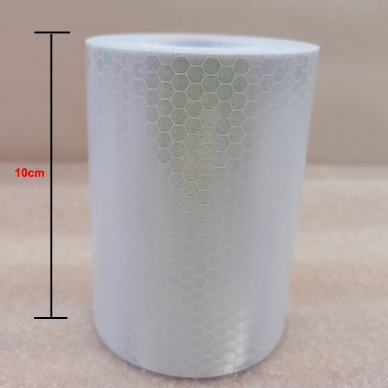 10cm*10m Reflective Sticker Safe Lowes Crystal Fluorescent Printed Checkered Red White Twill Reflective Vinyl Road Marking Tapes: PVC-White-10