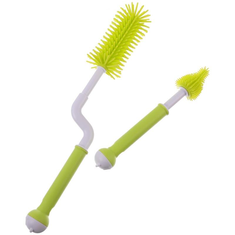 Juego de 2 uds. De brochas de silicona para limpieza de biberones, Cepillo giratorio de 360 grados