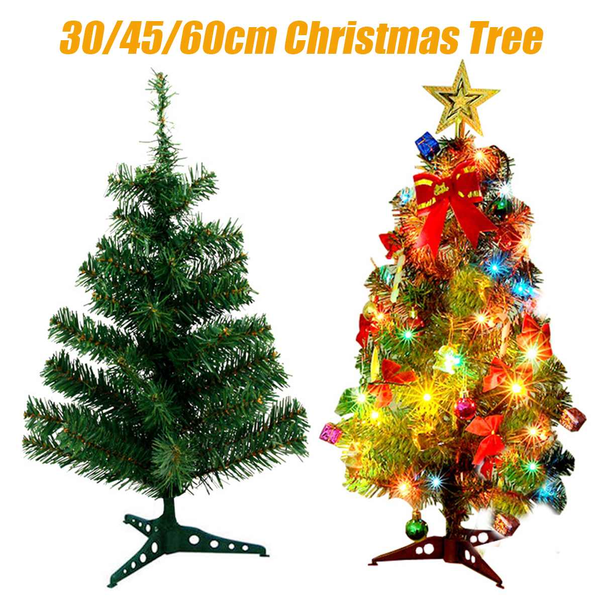 60Cm Mini Kerstboom Met Verlichting Kleine Accessoires Bow Bells Pine Cone Kerst Desktop Jaar Decoraties