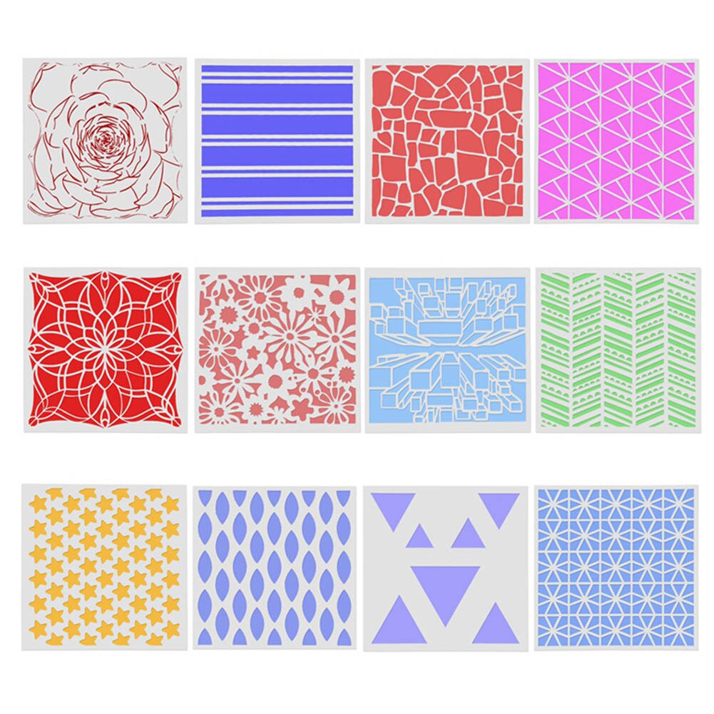 12pcs/set 13*13cm Mandala Painting Stencils DIY Drawing Scrapbook Wall Stencil Painting for Wood Floor Tiles Fabric Art Template: Default Title