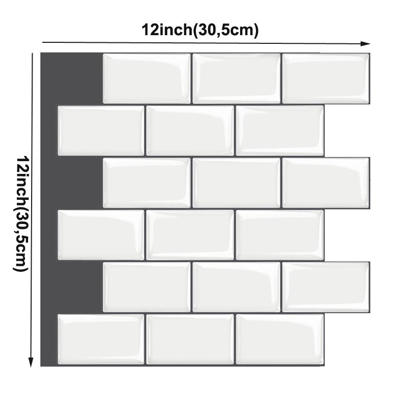 large self-adhesive tile sticker backsplash 3D wallpaper DIY kitchen bathroom decorative white waterproof wall tiles