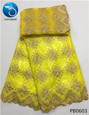LIULANZHI negro riche getzner brode getzner riche tela de algodón tela bazin africano tissu con cuentas con 2 yardas de encaje neto PB06: PB0603