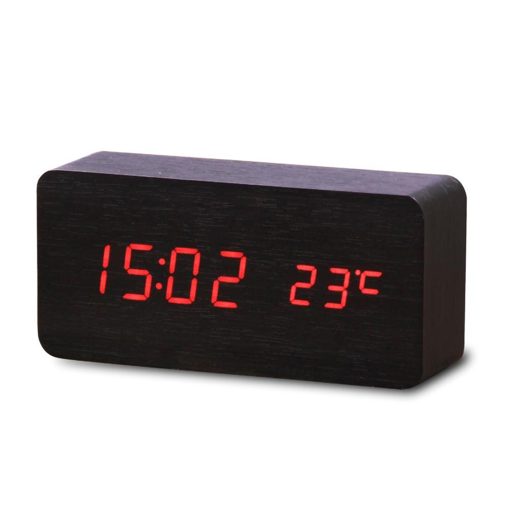 Nordic Simplicity LED Multifunctional Wooden Home Electronic Alarm Clock Mute Digital Display Clock Bedroom Desk Clock