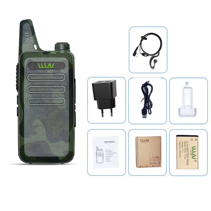 Mini Walkie Talkie WLN KD-C1, estación de comunicación portátil de 2 vías, transceptor hf, KD C1 uhf, mi-ni, wln KDC1,: Green-Add Headset / EURO