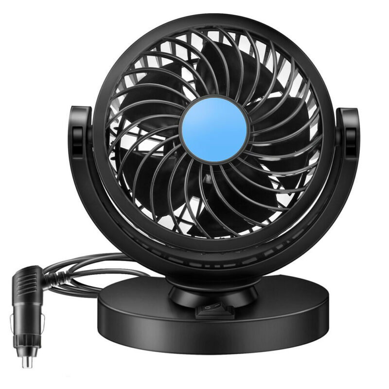 Air Circulator Car 360 Rotation Fan Black Strong Sticky Base Low Noise
