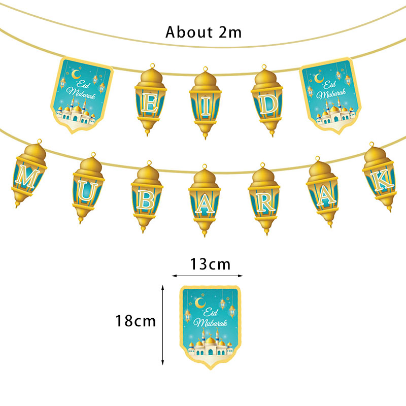 Guirxiété de banderoles Eid Mubarak, banderoles en papier avec lettres, décoration pour Ramadan Kareem, fournitures de fête musulmane islamique, , 2024: kaki foncé