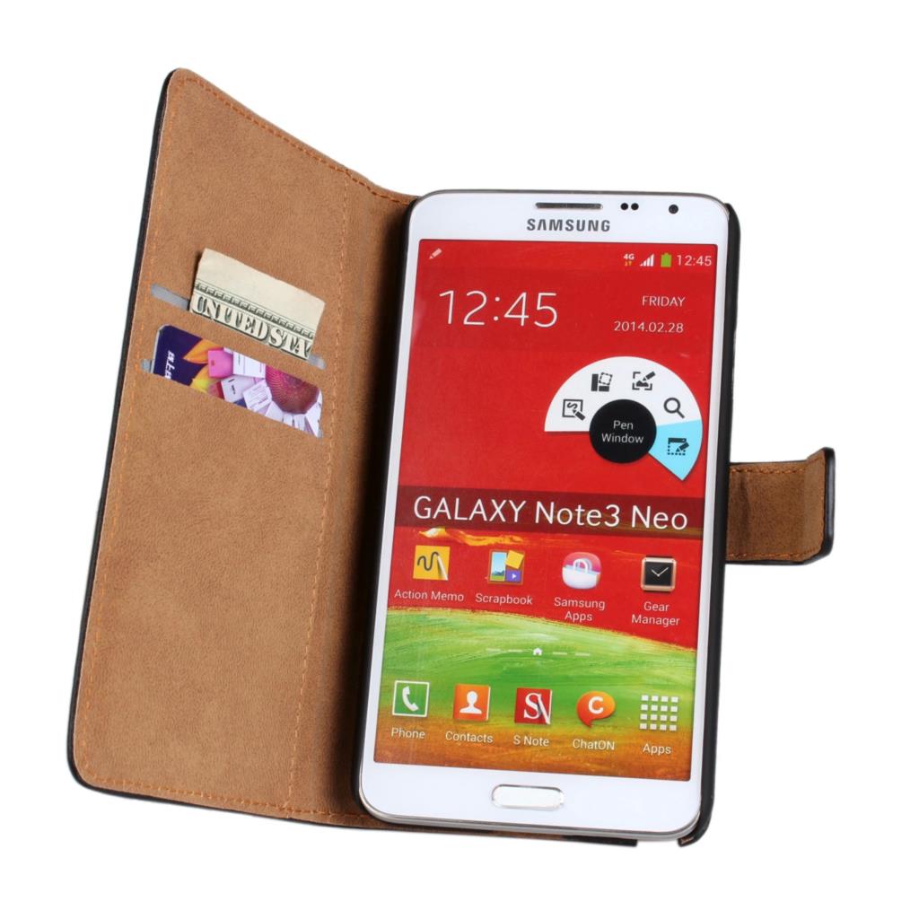 Kaarthouder Holster Wallet case Voor Samsung Galaxy Note 3 neo lite N7505 Flip Cover Pu case Retro Telefoon tassen