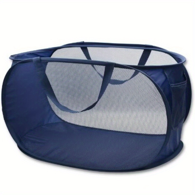 Ademend Mesh Opvouwbare Wasmand Huishoudelijke Vuile Kleren Organizer Handvat Lichte Draagbare Broek Sorteerder Tool Item: Blauw