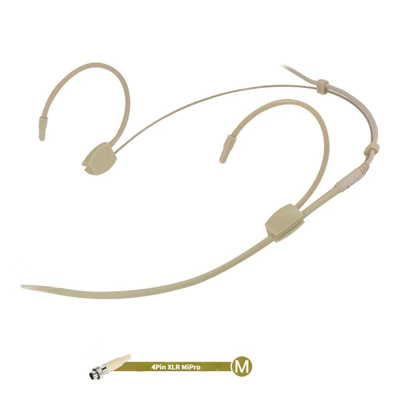 Opaska na głowę z mikrofonem do zestawu słuchawkowego Sennheiser Shure AKG MiPro Audio Technica 4Pin 3Pin TA4F 3.5mm Lock: W kolorze khaki