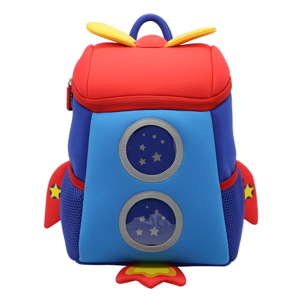 Mochila para niños Anti-Pérdida 3D Cohete De Dibujos Animados, bolsas escolares para niños y niñas, bolsa de neopreno para niños pequeños, bolsa de guardería, cápsula espacial: Blue-M3