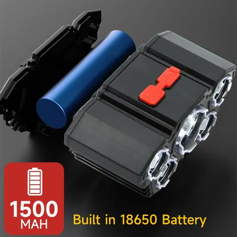 5 ledet-lommelykt oppladbar med innebygde  i 18650 batterier sterkt lys camping eventyr fiske hodelykt hodelykt
