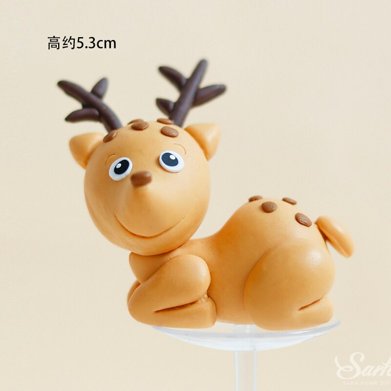 Sika-décoration de gâteau cerf Lion chouette champignons | Décoration de fête d'anniversaire, ours Animal réception pour bébé, fournitures de pâtisserie pour enfant, d'amour de mariage: Sika deer B