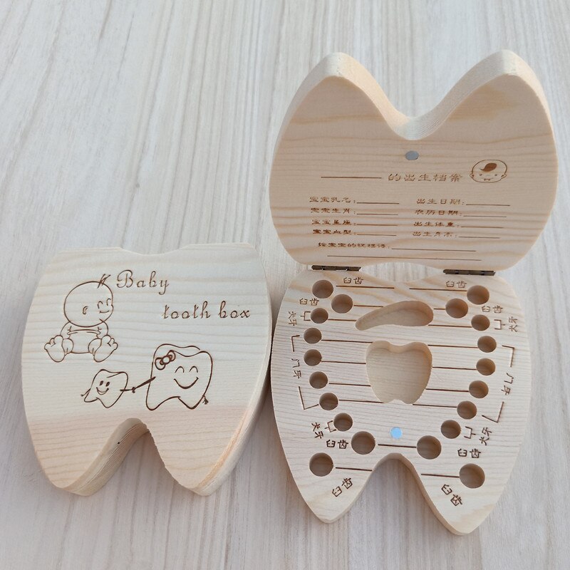 Boîte à dents bébé nouvelle personnalité en bois dent forme enfants Lanugo cordon ombilical dent boîte de rangement Souvenir