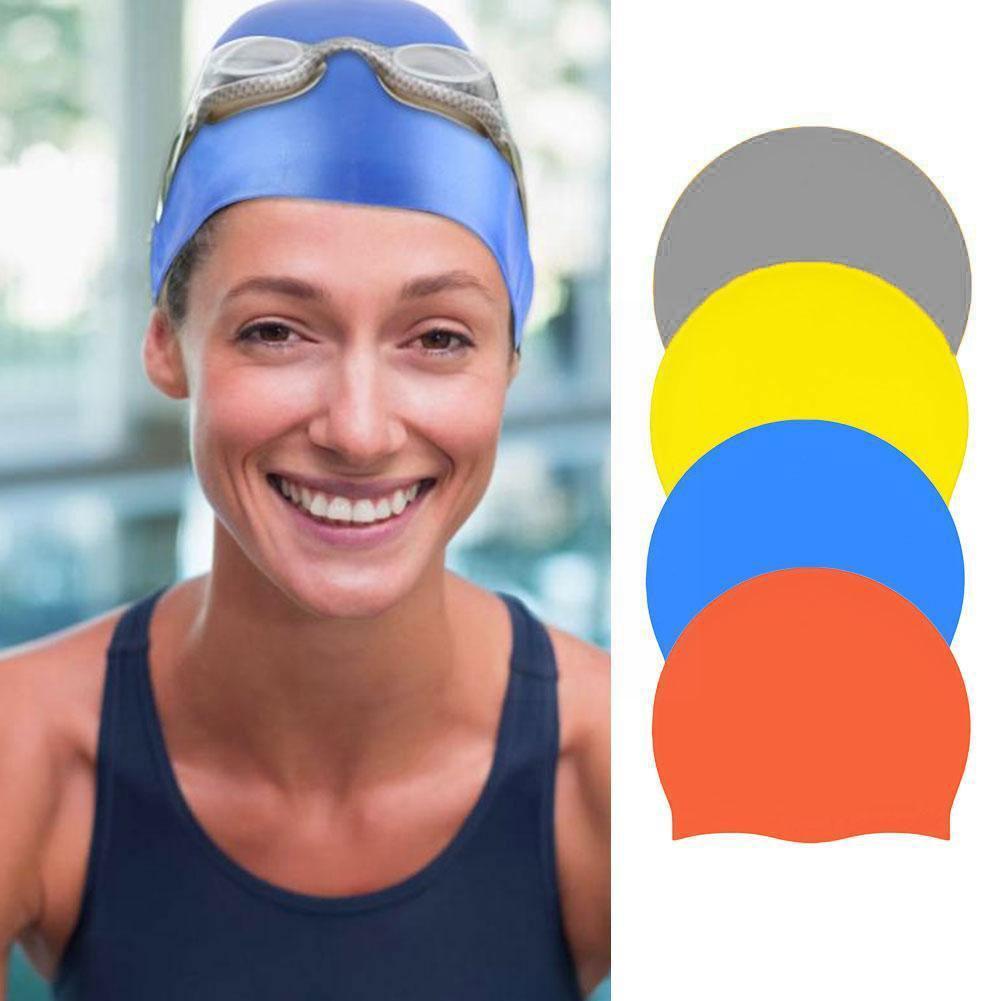 1pcs Silicone Swimming Cap Practical Waterproof Swim Hat Hair Swim Female Swiming Caps Accessories Long Ear Tool T0h2
