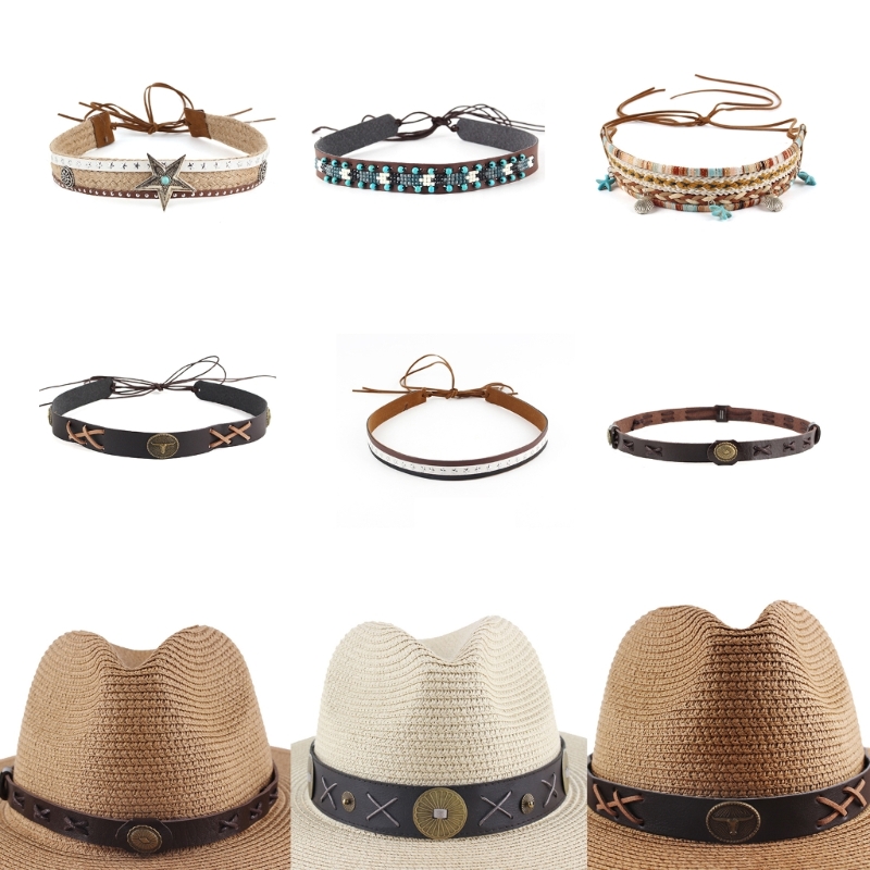 Nativo americano frisada Cowboy Hat Band, Western Studded Belt, DIY mexicano Hat Band