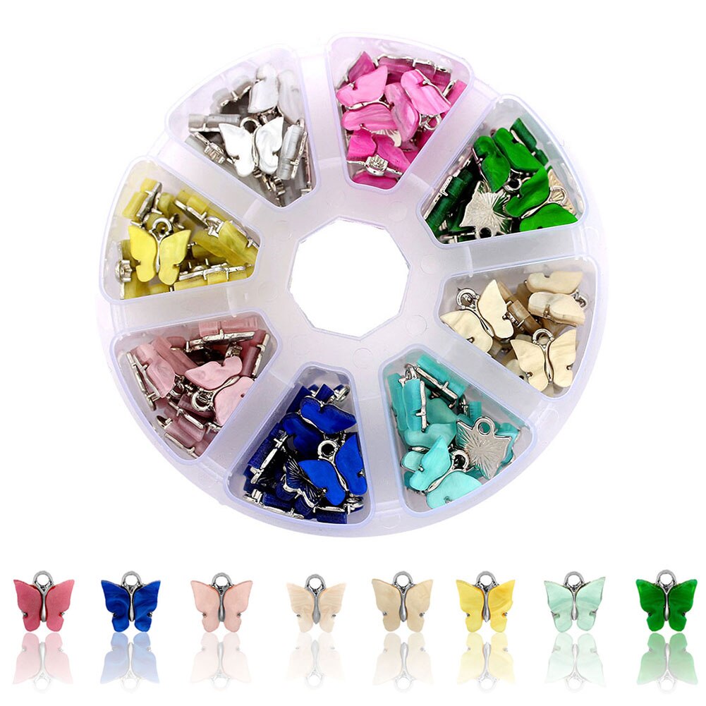 Multicolor Acryl Vlinder Sieraden Accessoires Box Set Charm Sieraden Maken Kit Voor Diy Oorbellen Kettingen Armbanden: 006802SL