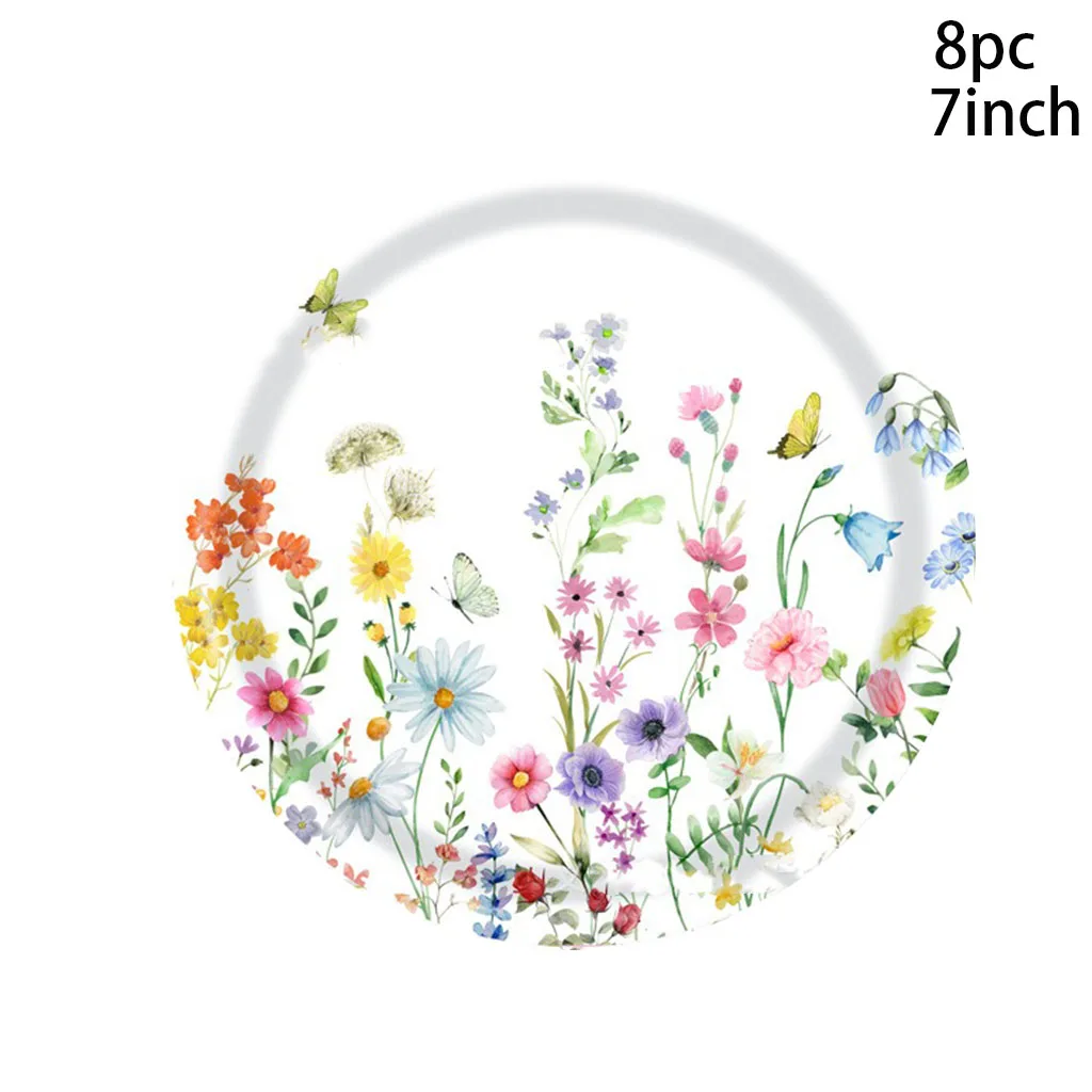 8Guests Spring Flower Disposabel Tableware Flying Butterfly Paper Plates Napkin Cups Happy Girls Birthday Party Decors: Deep Sapphire
