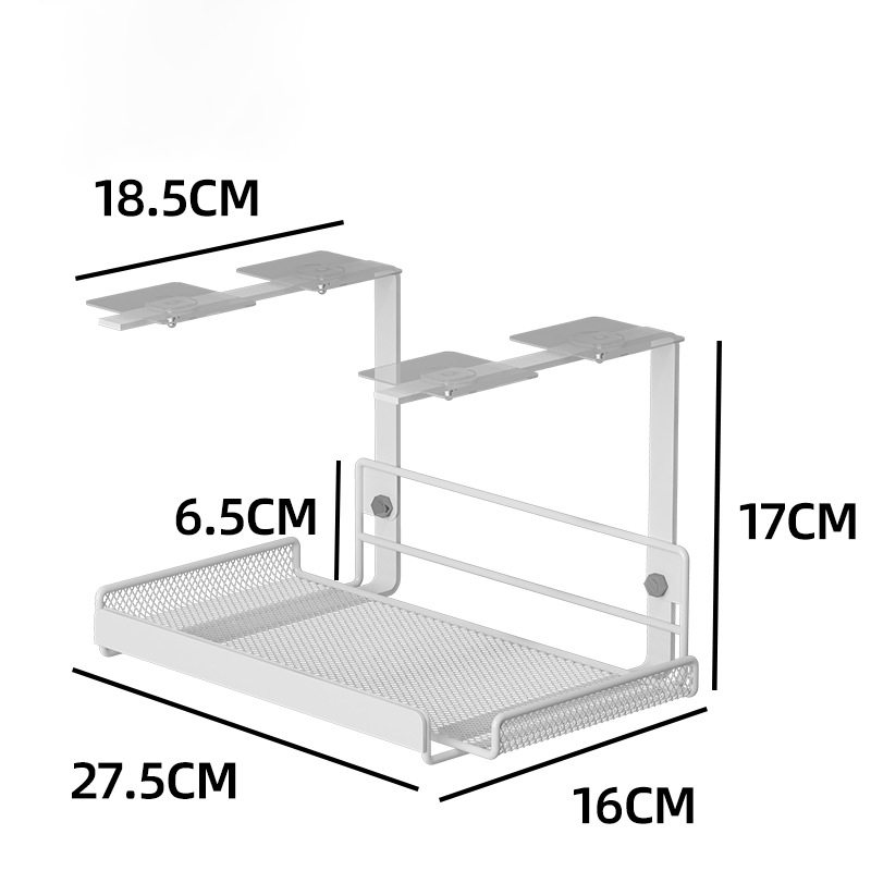 Verstelbare Opbergplank Onder Tafel Voor Opbergkoord, Stopcontact, Multifunctionele Keukenplank, Kastopbergplank, Gaatje: lichtgeel