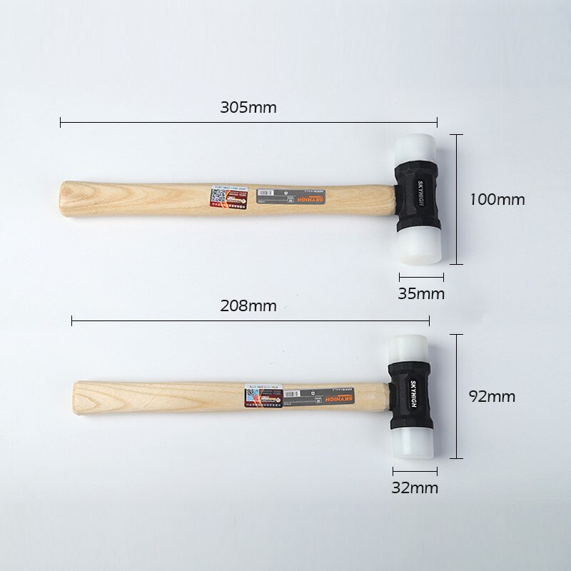 WUTA-mazo con cabeza de nailon para perforar cuero, martillo de doble cara para joyería, herramienta de artesanía de cuero hecha a mano, 32/35mm, 1 ud.