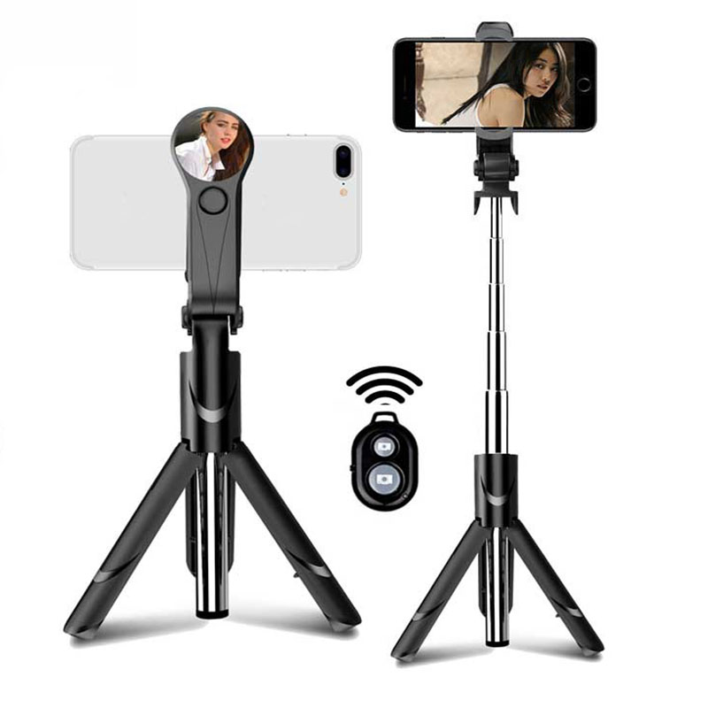 Universele Bluetooth Selfie Stick Met Spiegel Draadloze Mini Statief Uitschuifbare Monopod Voor iPhone Voor Android Voor Samsung