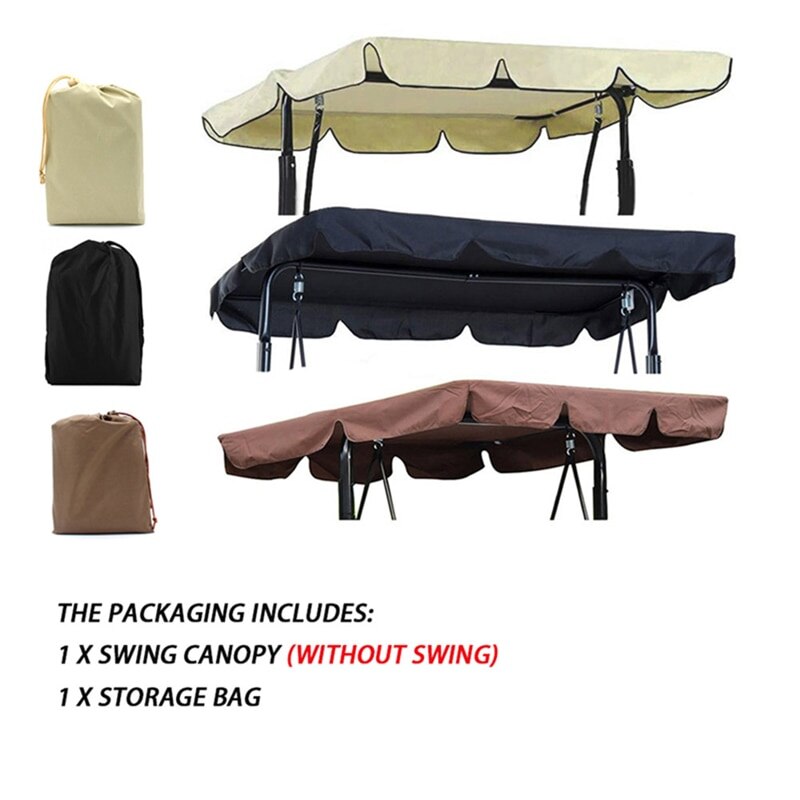 2/3 Seat Garden Swing Chair Canopy Cover Shade Sail Waterproof UV Resistant Outdoor Yard Hammock Tent Swing Top Cover NO Fade