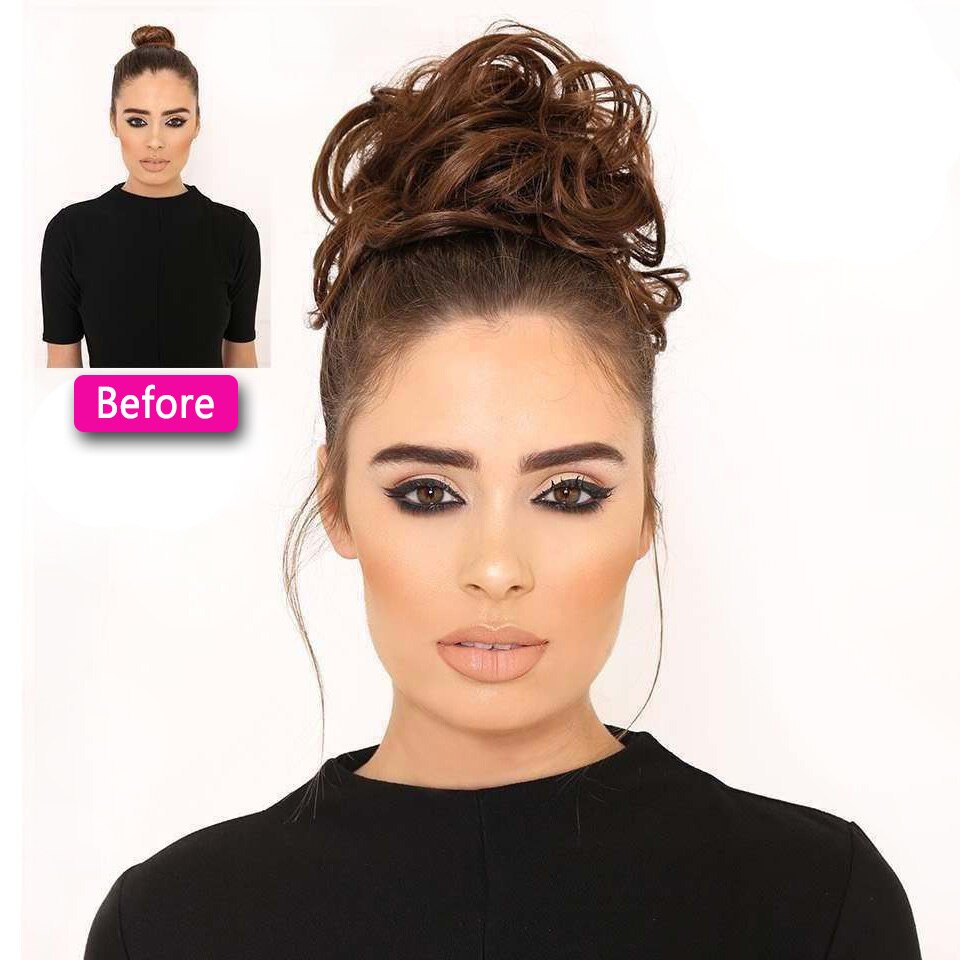 Lulalatoo 7 tommer rodet knold hår krøllet scrunchies kæde 45g elastik chignon bølget updo syntetisk hårstykke til kvinder