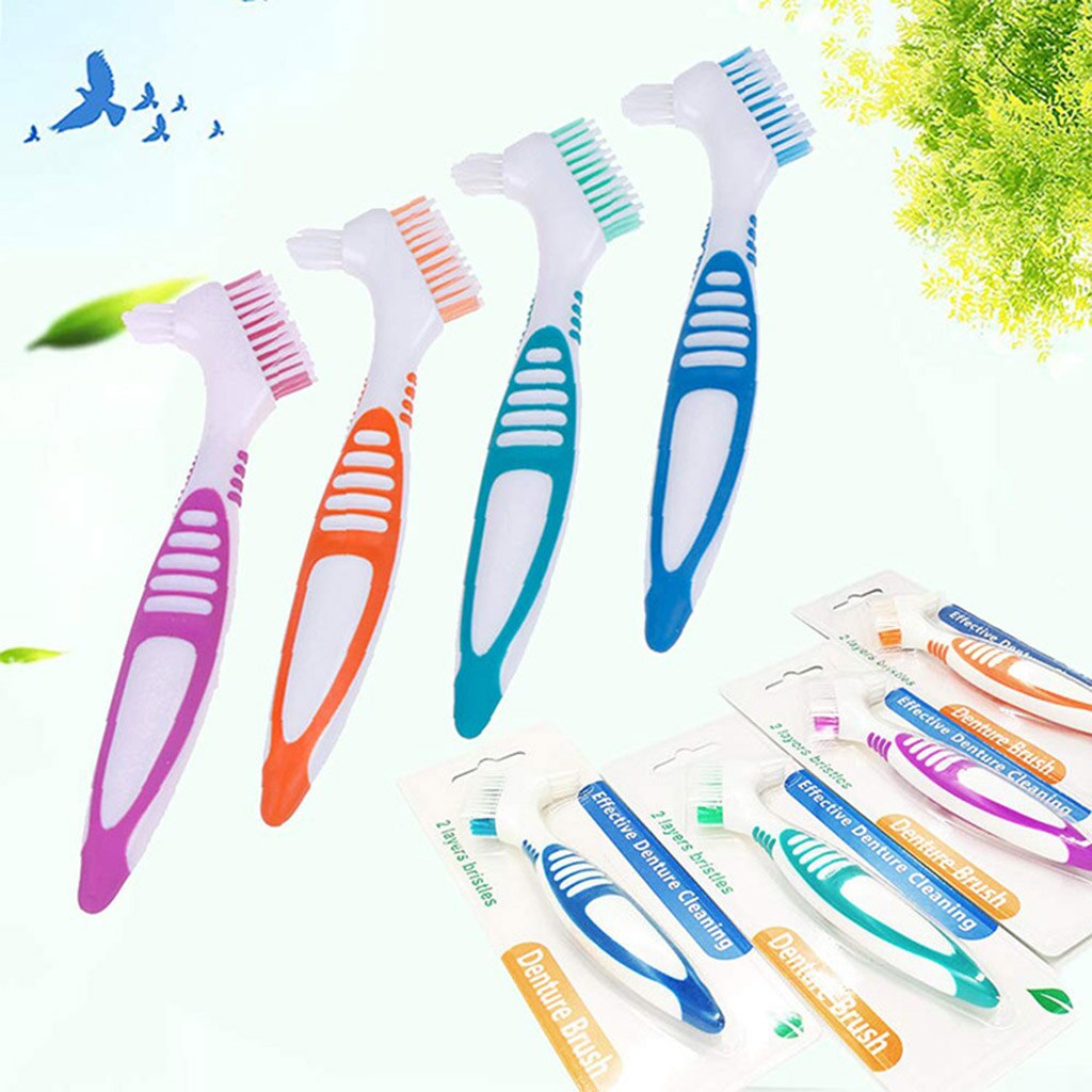 Juego de cepillos de limpieza para dentadura de doble cara de 8 uds, dentadura postiza, manchas de residuos de alimentos, cepillo de dientes limpiador Oral