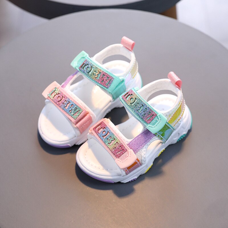 Children Soft Bottom Non-slip Open Toe Beach Shoes Girls Baby Colorful Toddler Sandals Baby Girl Shoes Summer Girls Sandals: W / CN Size 30