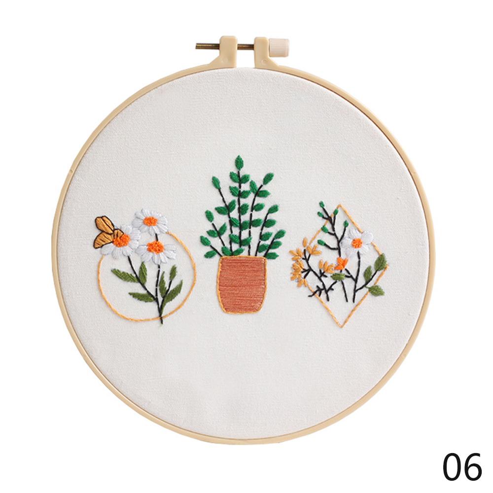 Planta DIY bordado artesanía, costura puntada Kit sin aro de bordado de algodón DIY pintura de bordado Decoración de casa: 06