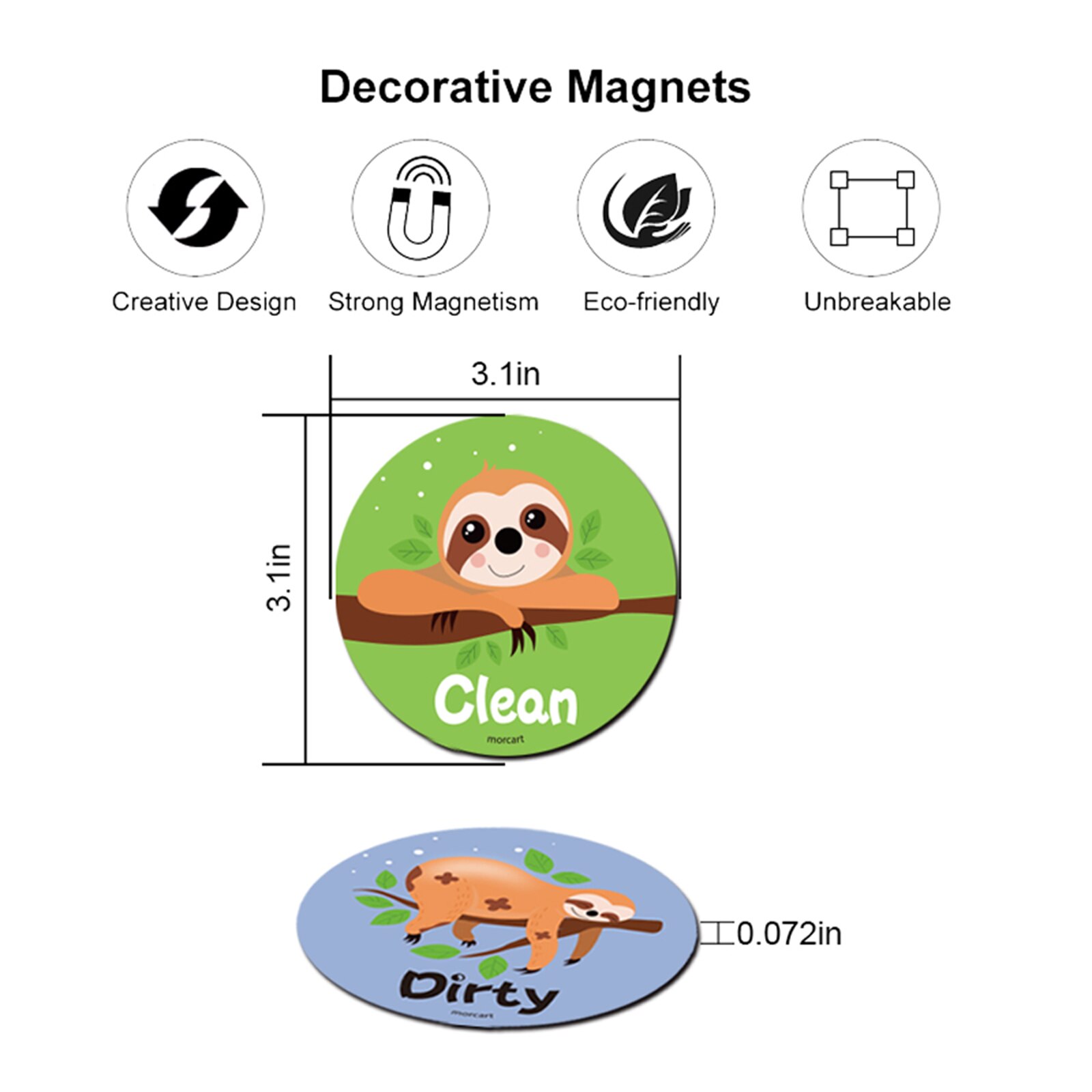 Dishwasher Magnetic Clean Dirty Sign Synthetic Resin+Magnet Double Sided Sign with Adhesive Magnetic Patch for All Dishwashers