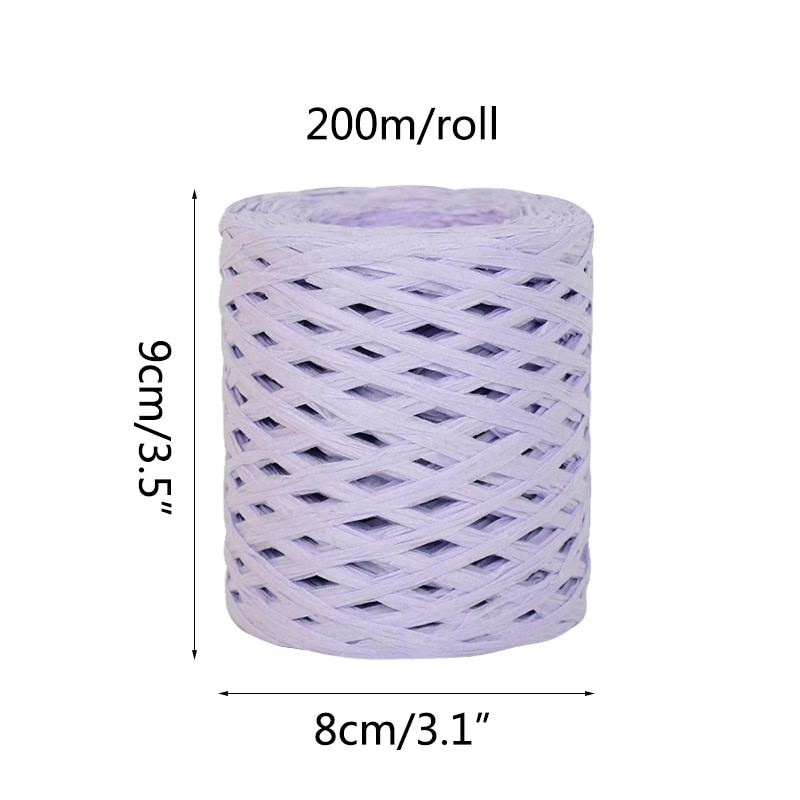 200m/Roll Hand-knitted Lafite Raffia Straw Paper Cord Ribbon For Wedding Birthday Party Packaging Box Craft Twine Belt Rope