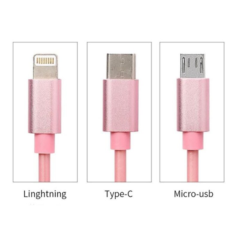 3 In 1 2.1A Snelle Opladen Micro Usb-kabel Voor Zaklamp Usb Koplamp Kabel Charger Type C Android Micro-usb Telescopische Kabel