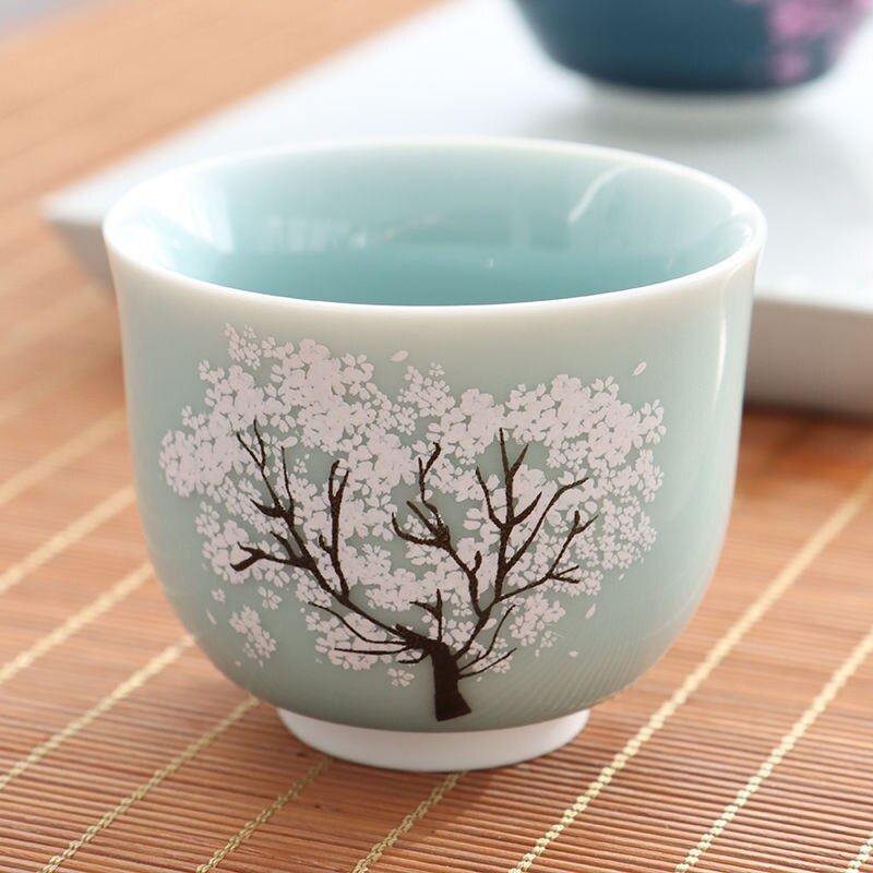 Tasse magique japonaise Sakura, tasse à thé en céramique Kung Fu, changement de couleur, température froide, spécial pour amis: Bourgogne