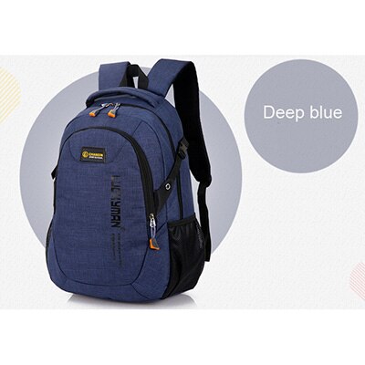 Unisex skoletaske vandtæt nylon mærke skoletaske kvinder rygsæk polyester taske skuldertasker computer packsack: Dyb blå