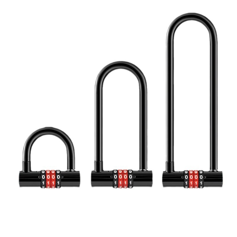 Cerradura de combinación antirrobo extendida en forma de U, candado para puerta de tienda de doble puerta de vidrio, candado para bicicleta, accesorios para deportes al aire libre