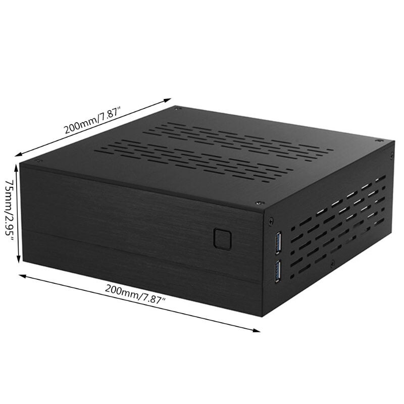B01 mini itx computer kabinet aluminium / glas dokumentmappe hjemmebiograf computer kasse desktop pc kabinet