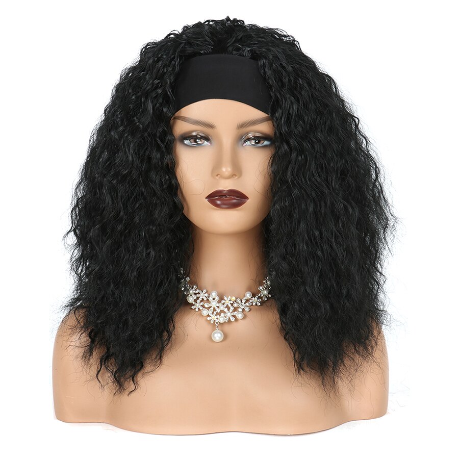 Amir Synthetic Half Wigs for Black Women Afro Kinky Curly Headband Wig Puffy Thick Scarf Wig Heat Resistant Black Brown
