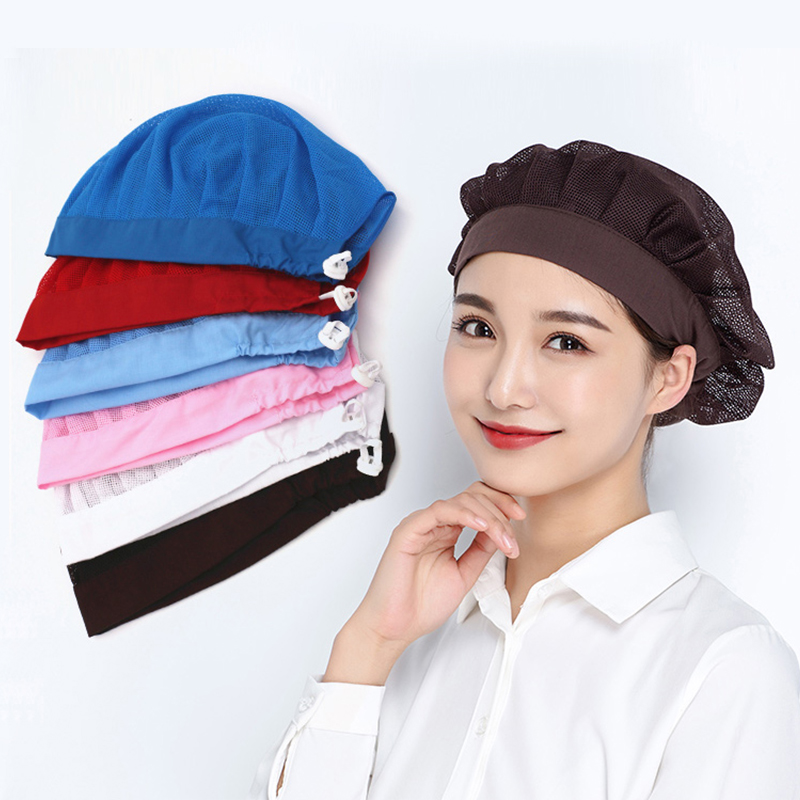 Gorros de red ajustables blancos para panadería, taller de horneado, gorro de trabajo, gorro Bouffant, redecilla para el pelo, servicio de comida, cocina, cubierta para la cabeza para hombres y mujeres