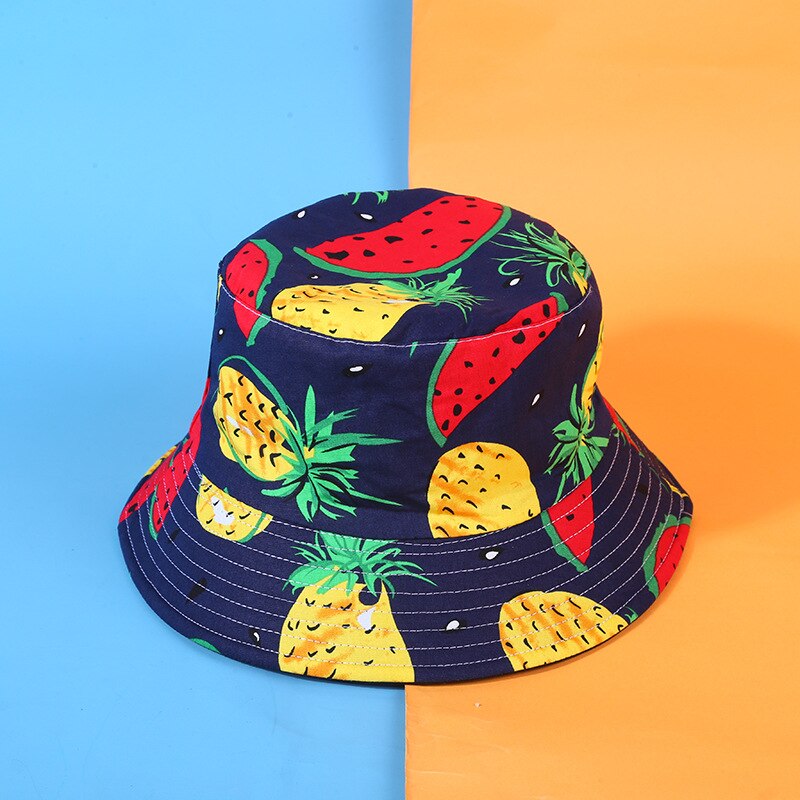 Avocado kapelusz typu Bucket kobiety męskie lato Panama kapelusz Hip-Hop czapki dwustronny nadruk z owocami banan arbuz plaża kapelusz rybaka: 01