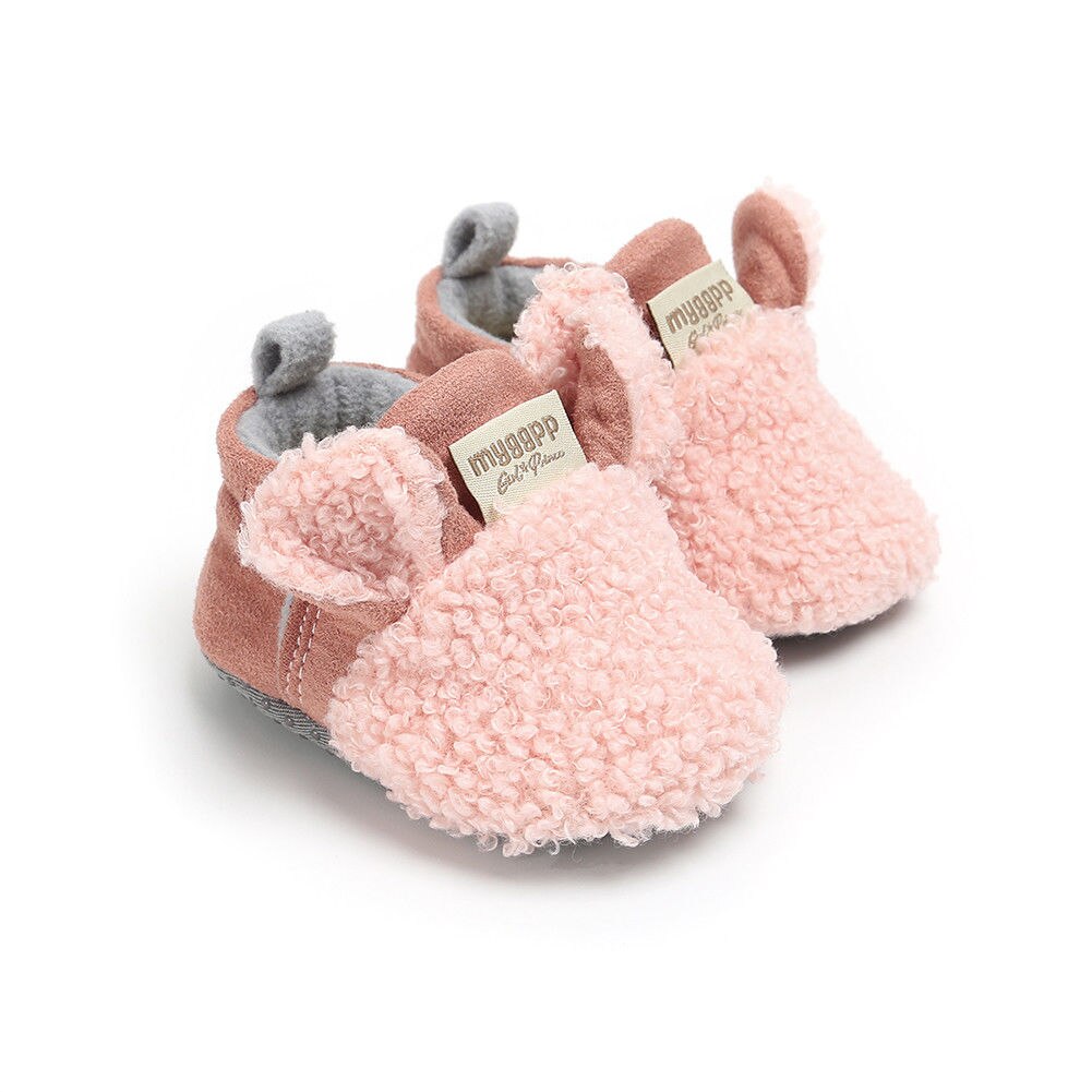 Peuter Baby Meisjes Jongens Snowboots Baby Schoenen Mooie Animal Oren Bont Patchwork Laarzen Herfst Winter Warme Zachte Zool Schoenen: Roze / 0-6 months