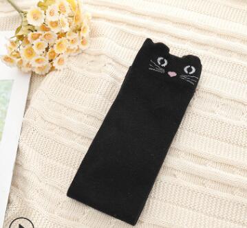 Kinderen Cartoon Sokken Katoen Been Warm Leuke Meisjes Knie Hoge Sok Joker Half Tube Sokken Zijde Vos Beer Patroon kniehoge: Black cat high
